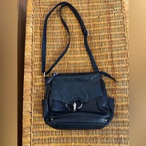Vintage Great American Leather Works Black Leather Crossbody Bag
